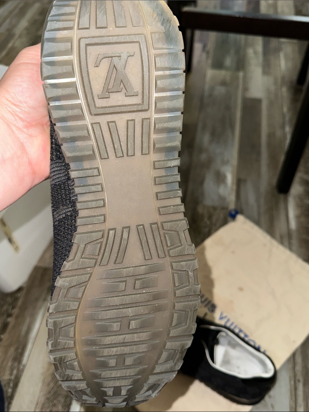 Louis Vuitton Black Knit Low-Top Sneakers with White Inner Trim - Picture 9 of 10